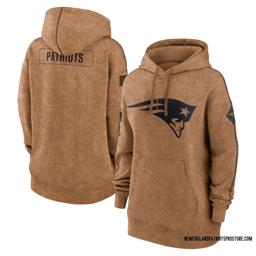 Women's New England Patriots Brown 2023 Salute to Service Pullover Hoodie